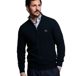 סווטשרט חצי רוכסן Gant לגברים גזרת Regular Fit (Cotton Pique Half-Zip)