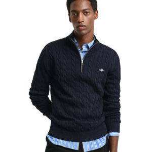 סווטשרט חצי רוכסן Gant לגברים (Cotton Cable Knit Half-Zip)