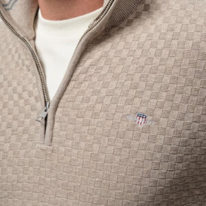 סווטשרט חצי רוכסן Gant לגברים דגם Micro Textured